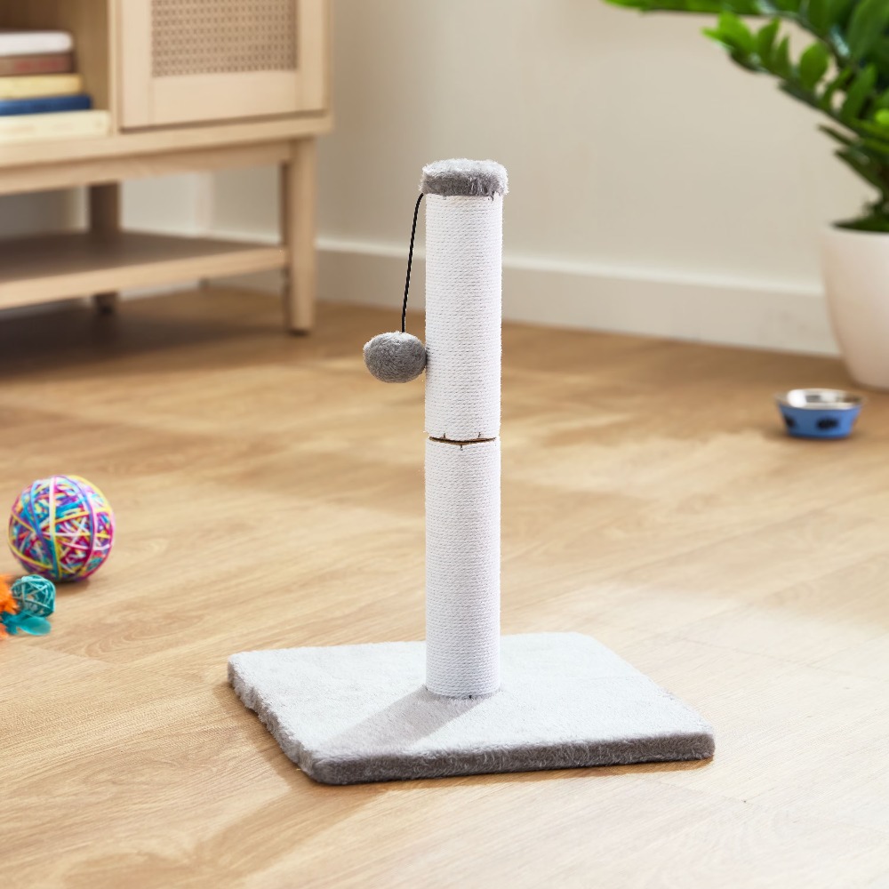 Cat Scratching Post - 고양이 스크래칭 포스트, 흰색 회색 고양이