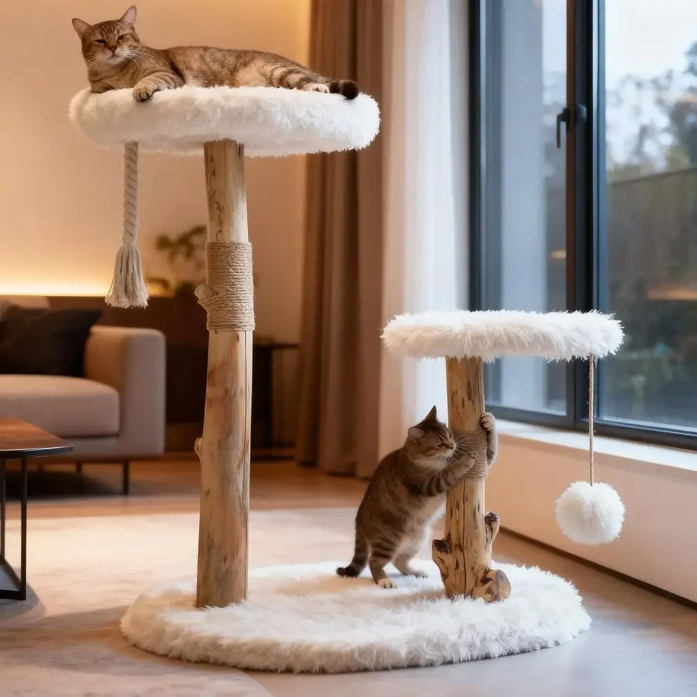 Cat Scratching Post - 실내 고양이 나무 타워, 천연 나무