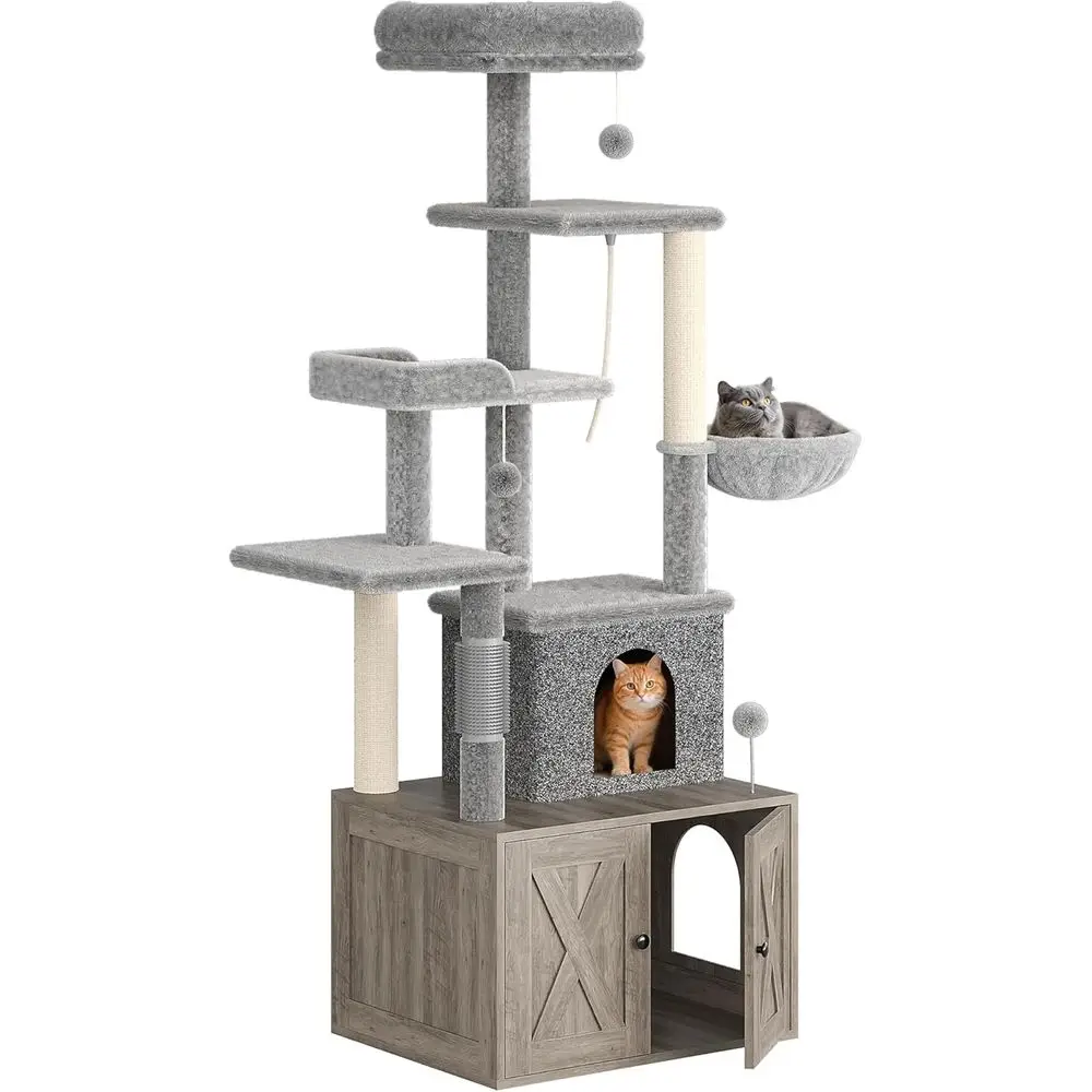 Cat Scratching Post - 대형 다층 고양이 놀이집 (화장실 포함,