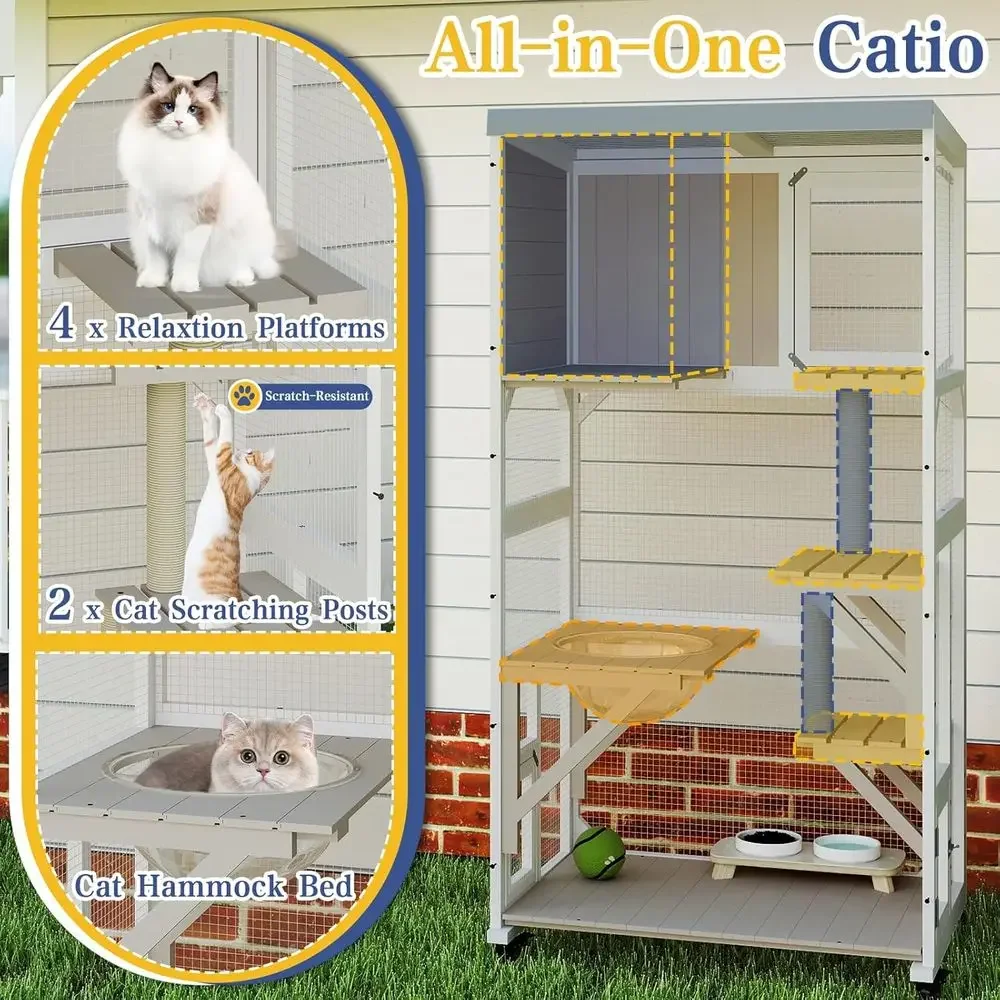 바퀴 달린 야외 고양이 집, 창문, 터널, 출입문, 탈 - Cat Scratching Post 리뷰 및 가격