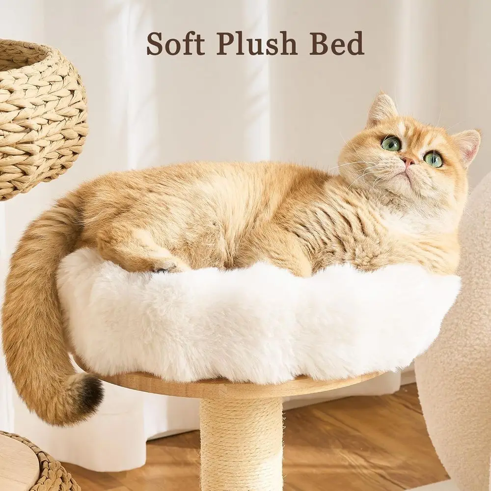 30인치 원목 캣타워, 라탄 침대, 동굴, 플러시 침대 - Cat Scratching Post 리뷰 및 가격